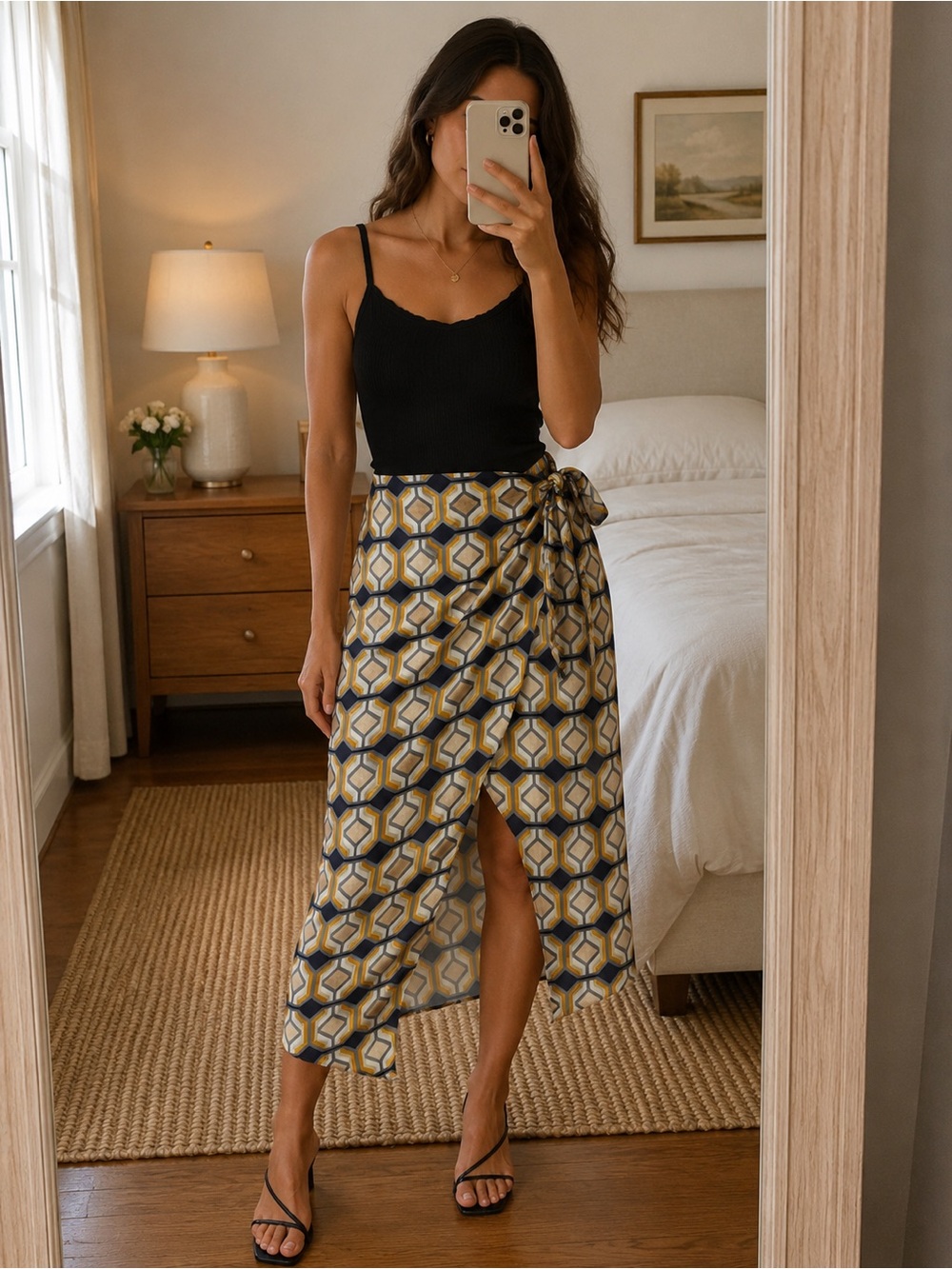 Aritzia Babaton Bello Geometric Print Wrap Midi Skirt – Size 00